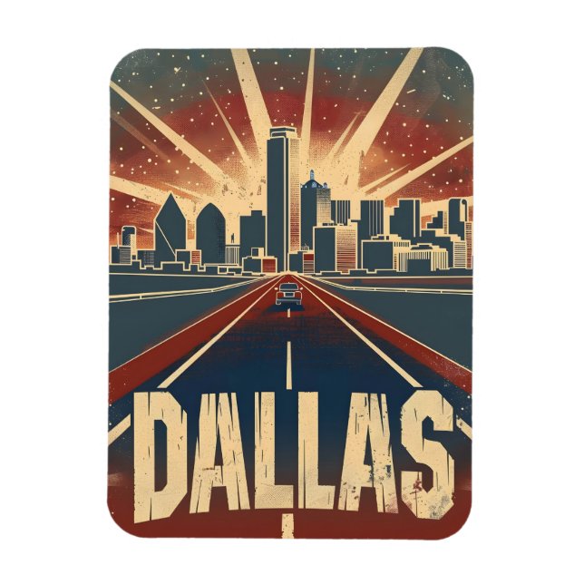 Ímã Dallas Viagens vintage Ad Art (Vertical)