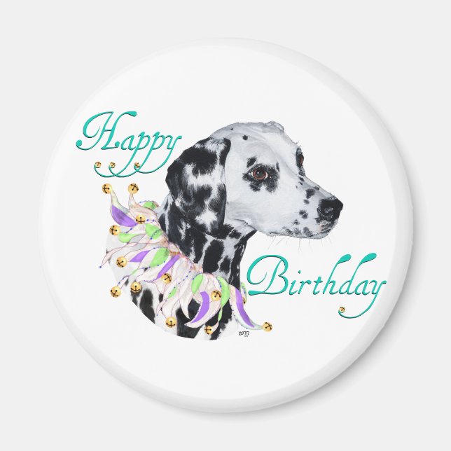 Imã Dalmatian Feliz Aniversário (Frente)