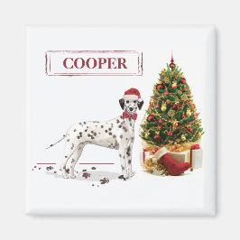 Imã Dalmatiano engraçado de Natal e árvore