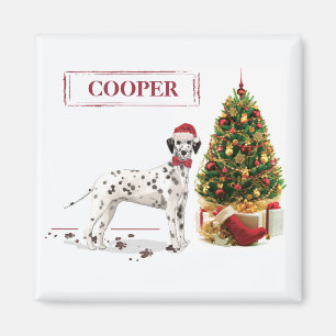 Imã Dalmatiano engraçado de Natal e árvore