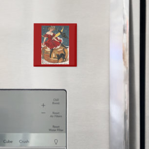 Imã Dama da Vintagem do Dia das Bruxas em Vermelho no 