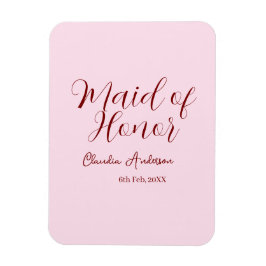 Ímã Dama de honra roxo nome data rosa pastel noivas