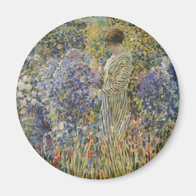 Imã Dama em um Jardim de Frederick Frieseke, Arte Fina (Frente)