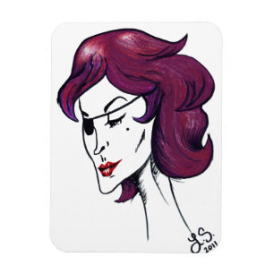 Ímã Dama Pirata Violeta Cartoon Arte Pop Original