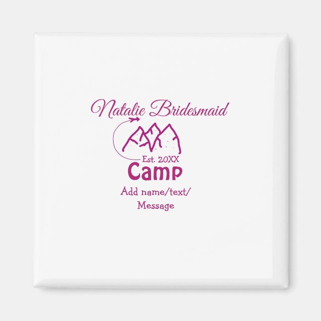 Imã Damas de honra do acampamento rosa adicionar nome  (Frente)