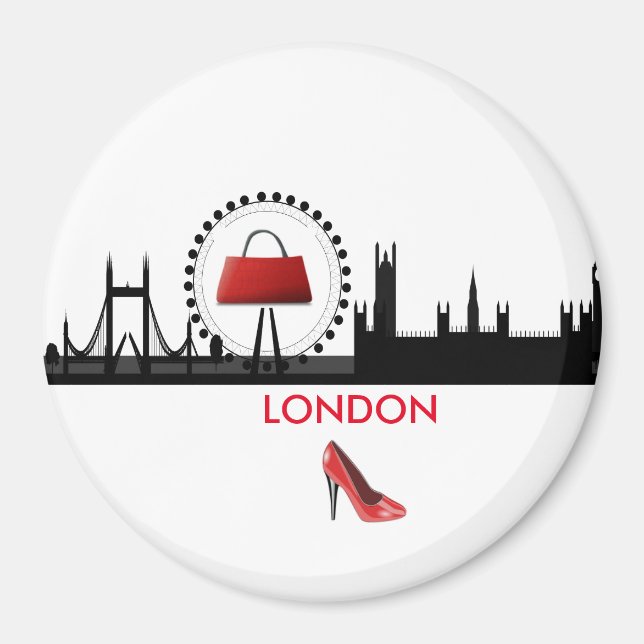 Imã Damas Fashion Theme London Skyline Magnet (Frente)