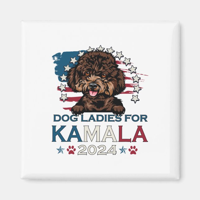 Imã Damas Por Kamala Harris 2024 Poodle Dog America (Frente)