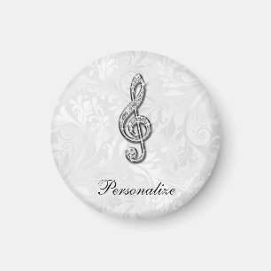 Imã Damasco floral personalizado da nota da música do