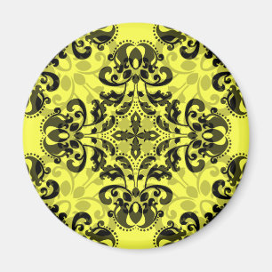 Imã Damasco preto e amarelo elegante