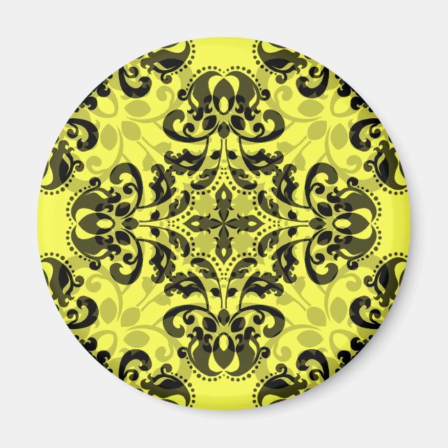 Imã Damasco preto-e-amarelo legante (Frente)