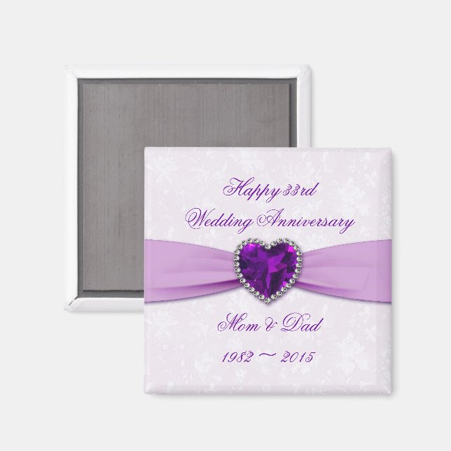 Imã Damask 33rd Wedding Anniversário Magnet (Front/Back)