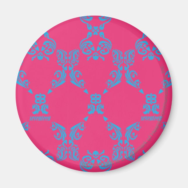 Imã Damask Aqua-Magenta (Frente)
