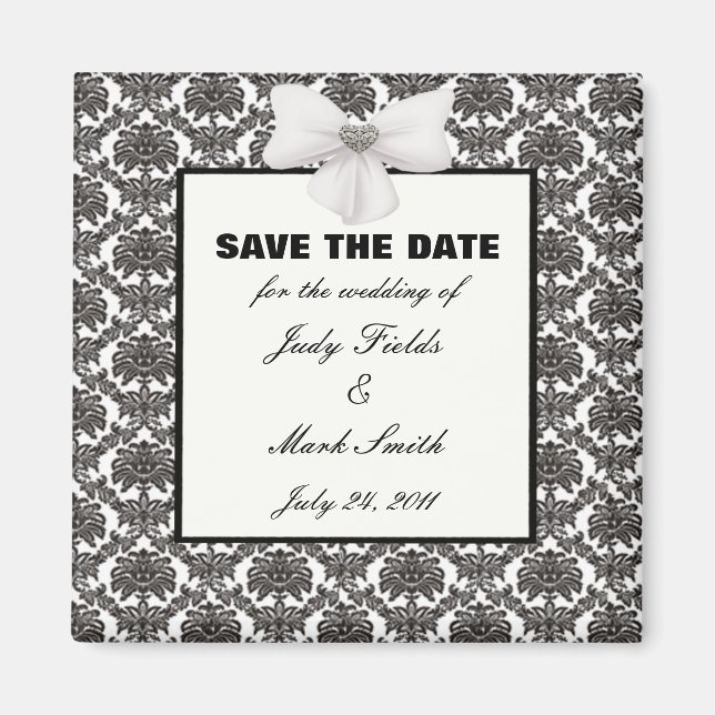 Imã Damask Elegance Wedding Save The Date Magnet (Frente)