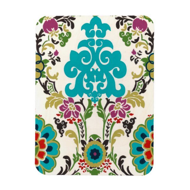Ímã Damask Floral Patternos Plum Turquoise (Vertical)