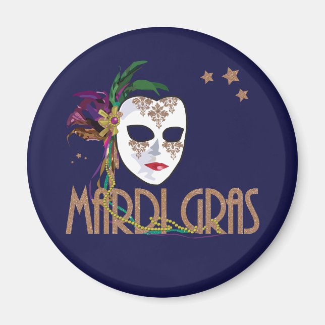 Imã Damask Mardi Gras Mask Magnet (Frente)