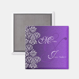 Imã Damask Royal Purple Wedding Magnet