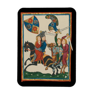 Ímã Damsel Em Perigo, Arte Medieval Do Século 14