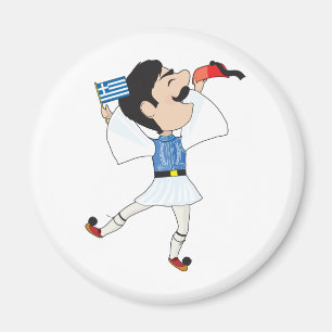 Imã Dança de Evzone do grego com bandeira