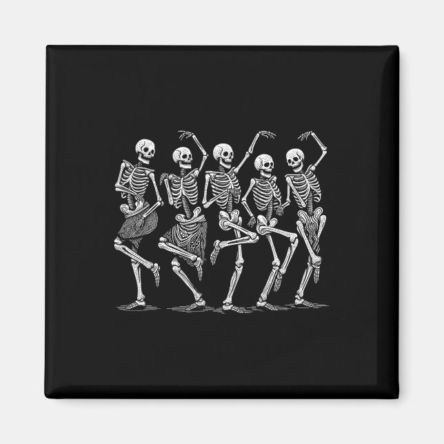 Imã Dançando esqueletos no Halloween Figurume Mulheres (Frente)