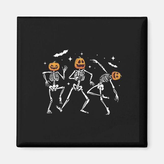Imã Dançando Skeleton Pumpkin Halloween (Frente)
