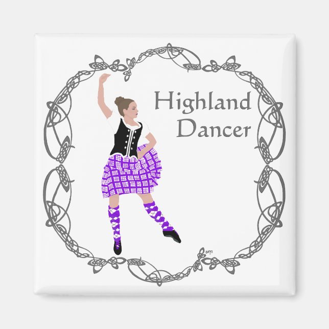 Imã Dançarina Escocesa de Highland Nó Celta Roxo (Frente)