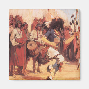 Imã Dançarino de Búfalo Vintage Nativos Americanos por