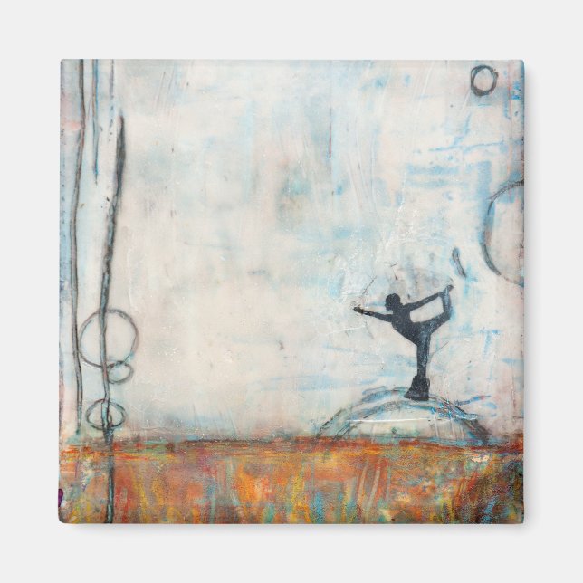 Imã Dancer Yoga Girl Square Magnet (Frente)