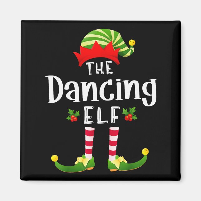 Imã Dancing Christmas Elf Matching Pajama X-mas Party  (Frente)