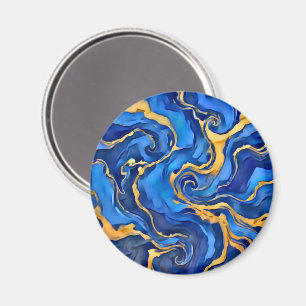 Imã Danse Royale Azul Real Rico Dourado Fluindo Abstra
