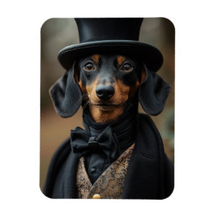Ímã Dapper Dachshund no Ataque Victoriano Elegante