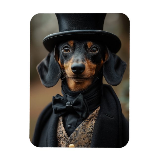 Ímã Dapper Dachshund no Ataque Victoriano Elegante (Vertical)