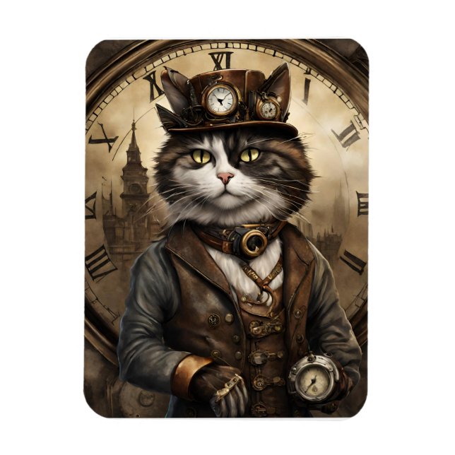 Ímã Dapper Steampunk Calico Cat (Vertical)