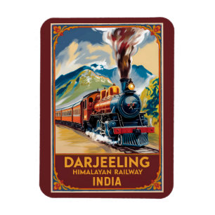 Ímã Darjeeling India Train Painterly Viagem Art Retro