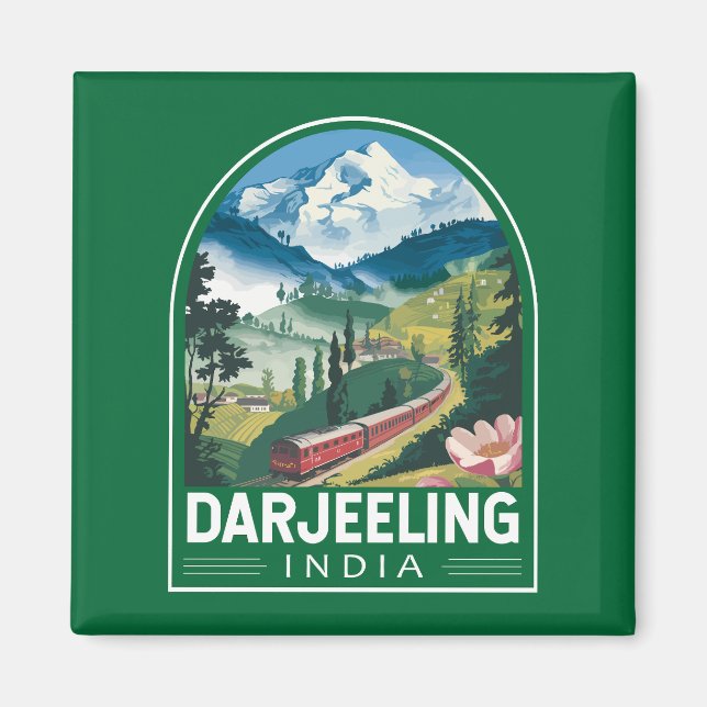 Imã Darjeeling India Viagem Art Emblem (Frente)