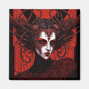 Imã Dark Elf Demon Red Black Fantasy Art