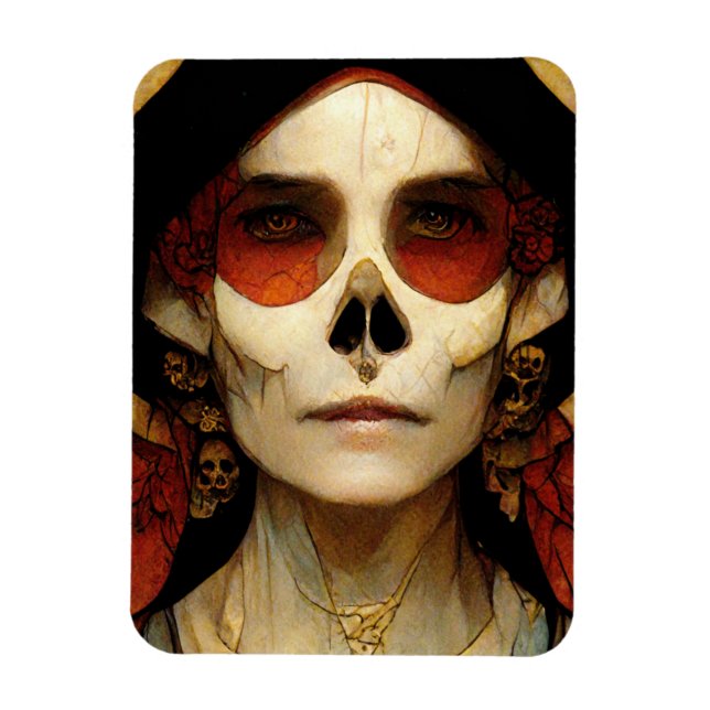 Ímã Dark Fantasy Gothic Skull Mulher 2 (Vertical)