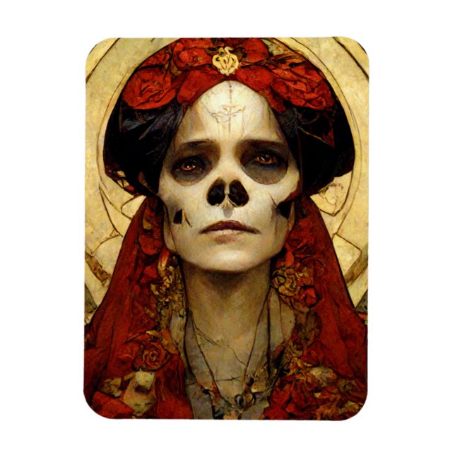 Ímã Dark Fantasy Gothic Skull Mulher 3 (Vertical)