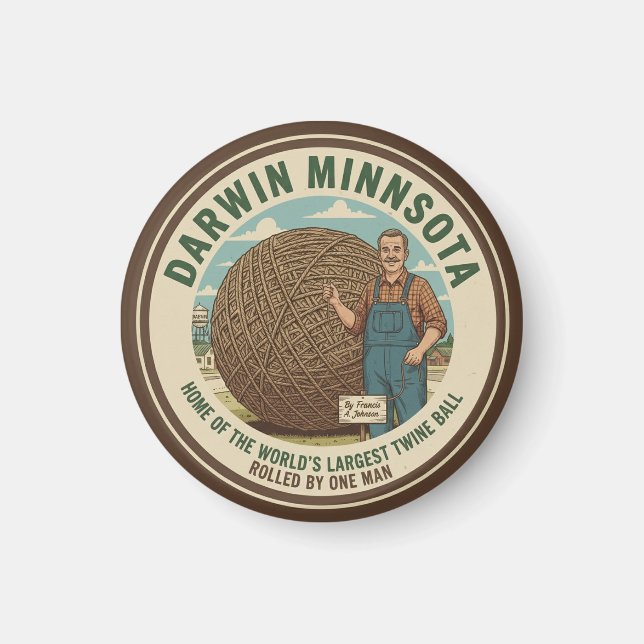 Imã Darwin, Minnesota Twine Ball Magnet (Frente)