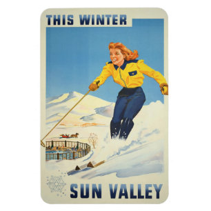Ímã das viagens vintage de Sun Valley, Idaho