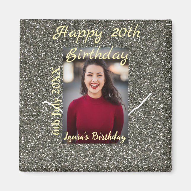 Imã Data de adição do 20 de do Silverglitter (Frente)