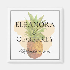 Imã Data de Casamento Costeiro de Abacaxi Tropical de