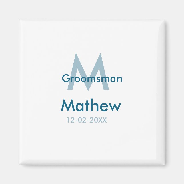 Imã data de letra do nome do padrinho de casamento azu (Frente)