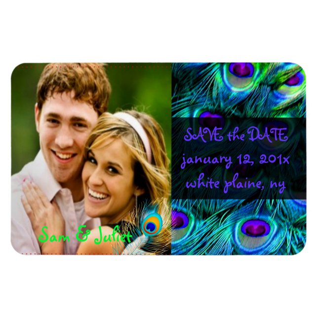 Ímã Data de salvamento da foto do pavão PixDezines/fon (Horizontal)