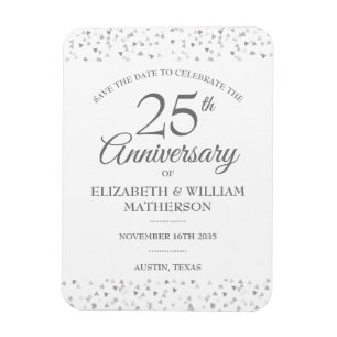 Ímã Data de Salvamento do 25º Aniversário Corações de