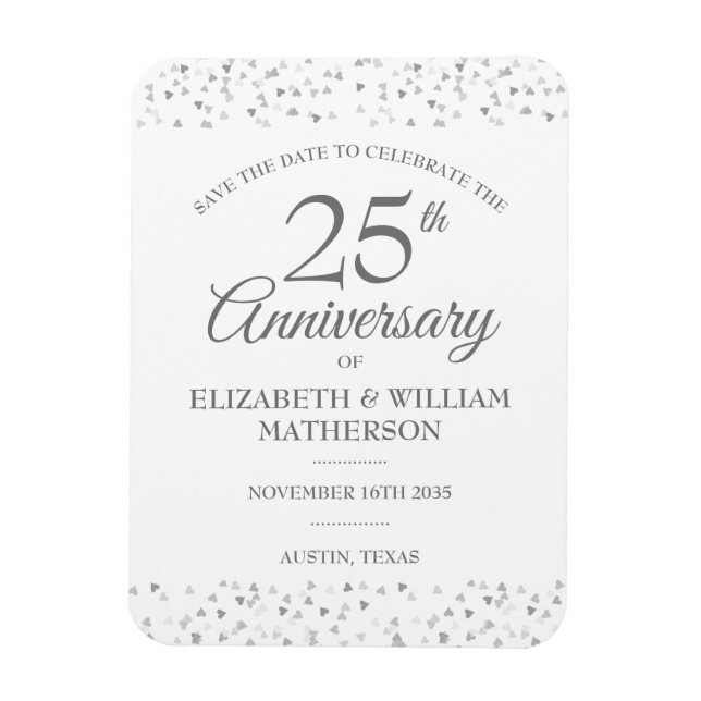 Ímã Data de Salvamento do 25º Aniversário Corações de  (Vertical)