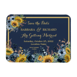 Ímã Data de Salvamento do Casamento Floral de Girassol