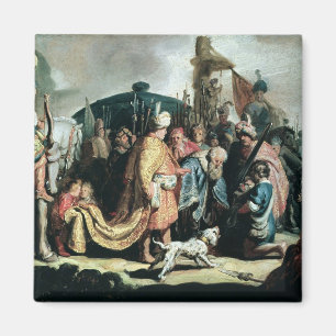Imã David que oferece a cabeça de Goliath ao rei Saul