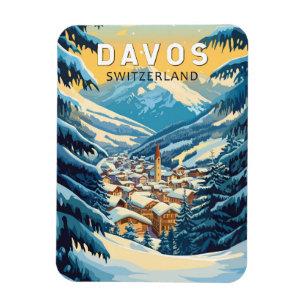 Ímã Davos Suiça Art Vintage