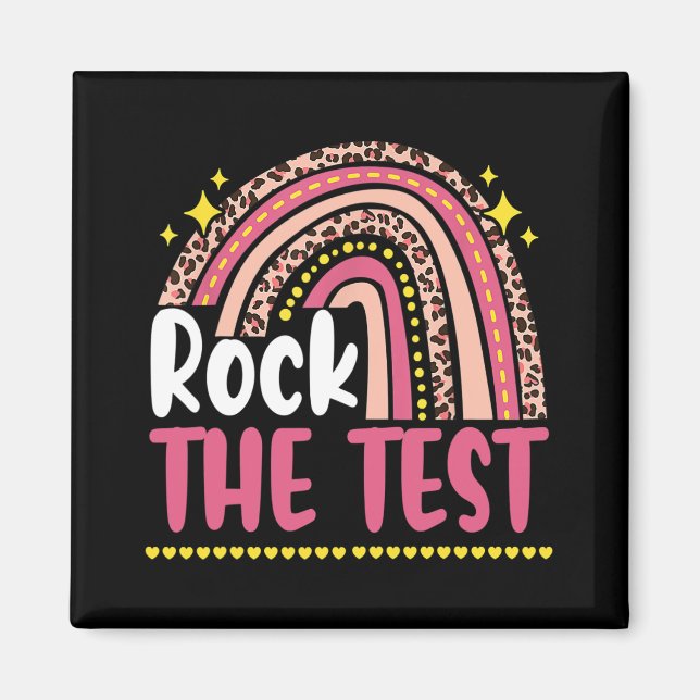 Imã Day Rock The Test Teacher Testing Day Rainbow Leop (Frente)