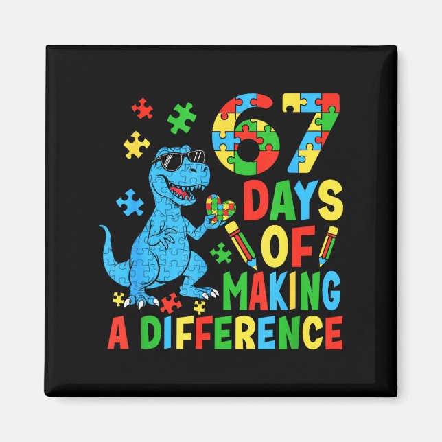Imã Days Of Making A Difference Dinosaur Autism Teache (Frente)